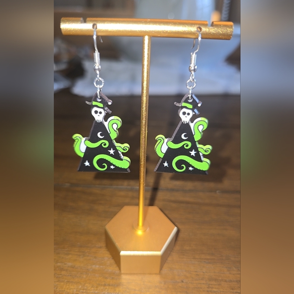 Goth Christmas Tree Earrings